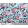 thumbnail image 2 of Soimoi Green polyester Crepe Fabric Ranunculus & Penoy Floral Print Sewing Fabric Yard 42 Inch Wide, 2 of 3