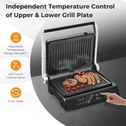 Costway Electric Panini Press Grill Sandwich Maker with LED Display & Removable Drip Tray