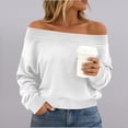 thumbnail image 2 of StSilkitty Off the Shoulder Sweatshirt for Womens Loose Casual Long Sleeve Sweatshirts Lightweight Comfy Pullover Tops, 2 of 6