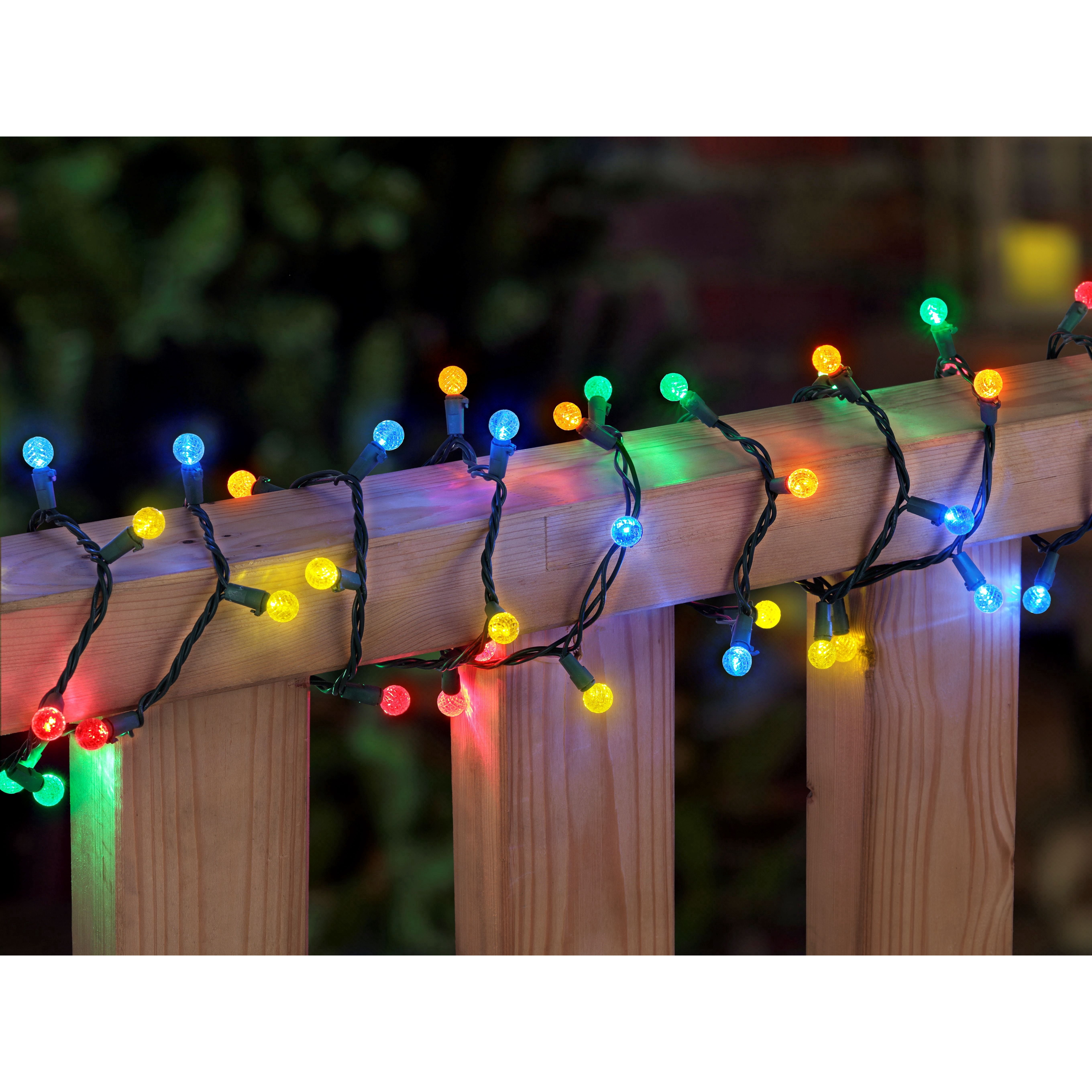 Indoor/Outdoor 70-Count LED G15 Globe Christmas String Lights, Multicolor, Green Wire, 15.8', by Holiday Time