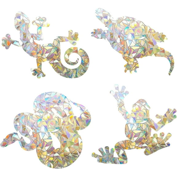16PCS Animal Window Decals Static Rainbow Turtle Glass Sliding Door Sticker Snake Decal Lizard Clings Non Adhesive Prismatic Vinyl Film Stickers for Windows Prevent Stop Birds Strikes DIY