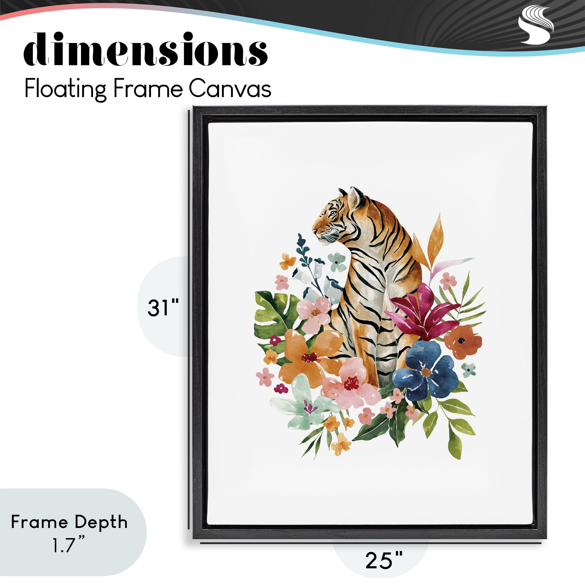 Stupell Industries Tropical Jungle Tiger Black Framed Floater Canvas Wall Art, design by Bethany Sandoval