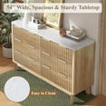 thumbnail image 4 of VANACC 6 Drawer Dresser, 54" Wide Chest of Drawers, Wooden Storage Chest, Farmhouse Style Solid Sturdy, Suitable for Bedroom, Hallway, Natural Oak, 4 of 7