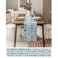 thumbnail image 3 of nqOlkjepod Blue Coastal Table Runner 48 Inches Long Farmhouse Dress Scarves, Turtle Nautical Anchor Octopus Starfish Coral Dining Tablerunner for Coffee Table/Kitchen Island/Party Décor, 13" x 48", 3 of 8