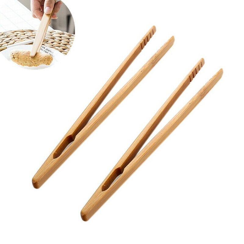 AOOLIVE 2Pcs Bamboo Toast Tongs Toaster Bacon Cooking BBQ Food Bread