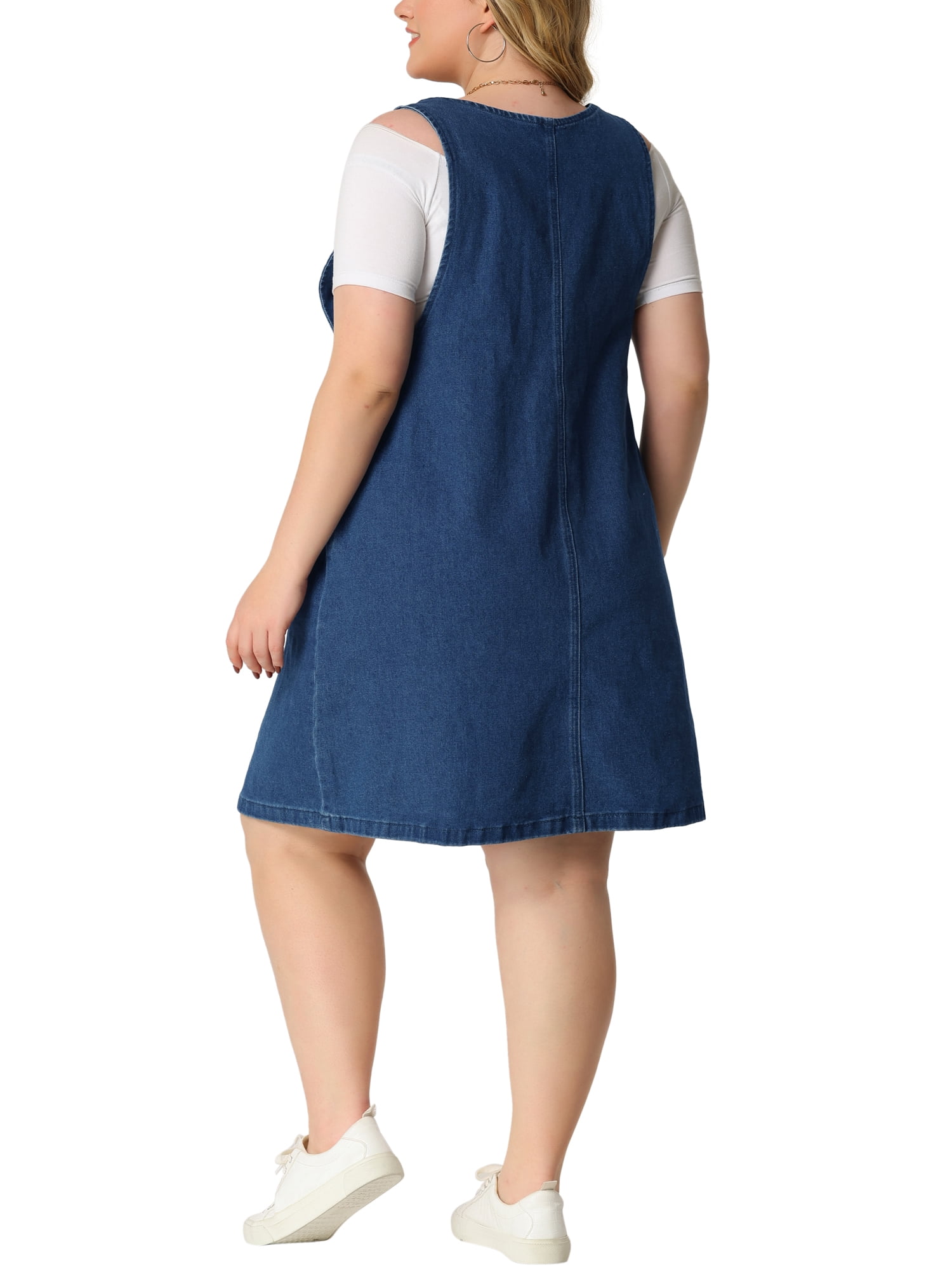 Agnes Orinda Plus Size Denim Dresses for Women Adjustable Straps Denim Bib Jumper with Pockets - Walmart.com