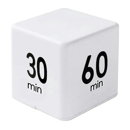 

1PACK Cube Timer Kitchen Timer for Time Management and Countdown Settings (White - 15 20 30 60 Minutes)