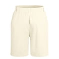thumbnail image 6 of biudgviw Mens Linen Shorts Elastic Waist Drawstring Casual Shorts Lightweight Pleated Summer Beach Shorts with Pockets, 6 of 7