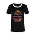 thumbnail image 4 of Edvintorg Women Easter Tshirt Summer Funny Happy Easter Printed Regular Round Neck Short Sleeves Tops Loose Fit Basic Blouse, 4 of 5