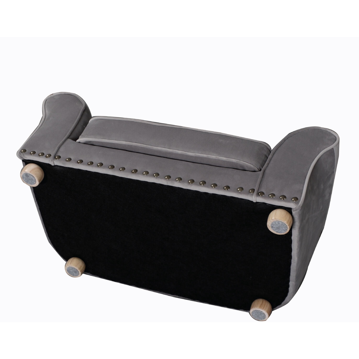 Critter Sitters 34-in. Faux Velvet Pet Bed Sofa for Medium-Sized Dogs and Cats in Dark Gray