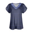 thumbnail image 4 of T-shirts Décontractés à Pois pour Femmes, Col Rond, Manches Courtes, Mode 2024 Printemps Été, Coupe Ample, Bleu Foncé-1 L, 4 of 6