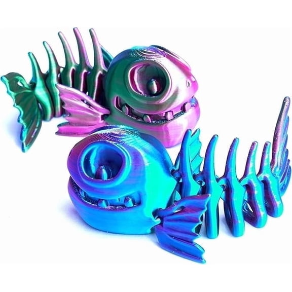 2pcs 3D printed Skeleton fish,articulated models,flexible joint animal model figurines, stress relief, fidget restlessness, ADHD toys, surprise fantasy gifts