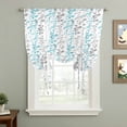 thumbnail image 2 of Aqua Grey Botanical Tie Up Curtains 45 Inches Long, Kitchen Window Curtains Over Sink, Spring Floral Summer Farmhouse Small Window Curtains Shade Balloon Curtains Valances for Bedroom/Cafe 34"x45", 2 of 8