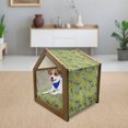 thumbnail image 3 of Floral Pet House, Mother Nature Pansy Blooms Field with Large Leaves Jungle Growth Theme Illustration, Outdoor & Indoor Portable Dog Kennel with Pillow and Cover, 5 Sizes, Multicolor, by Ambesonne, 3 of 5
