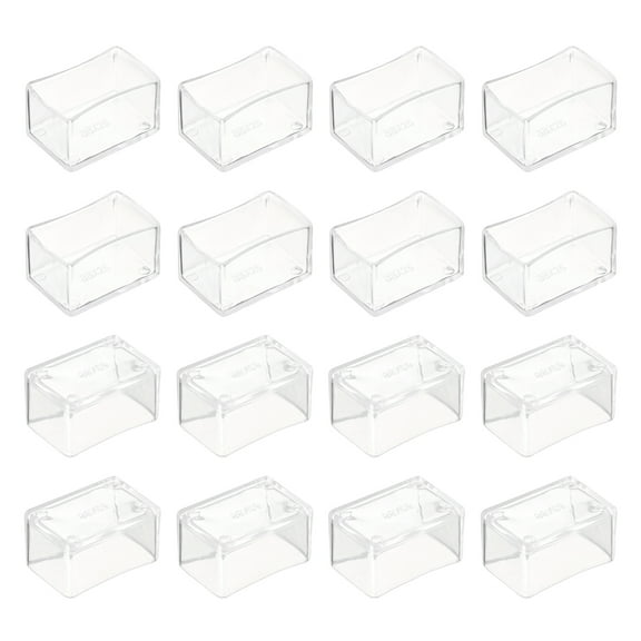Uxcell 20 Pack Rectangle Chair Leg Floor Protectors, 1" x 1-1/2" Leg Cover, Transparent
