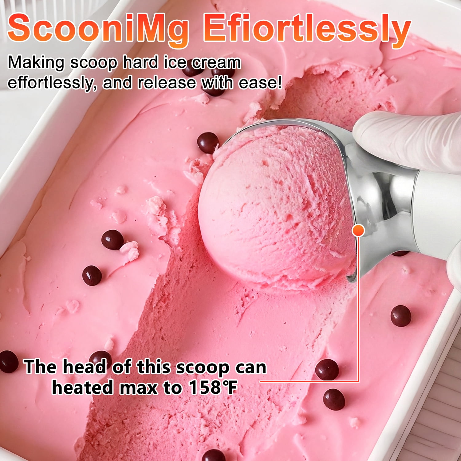 Henotian Heated Ice Cream Scoop, Rechargeable Electric Warming Scooper with LED Display, 158°F Fast Heating, Waterproof Easy Grip, USB-C Rechargeable Ice Cream Spoon, Easy Grip for Seniors/Kids
