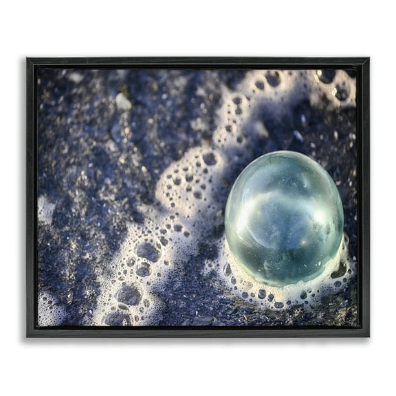 Stupell Industries Beach Foam & Bubble Nautical & Beach Photography Black Floater Framed Canvas Art Print Wall Art, 21 x 17