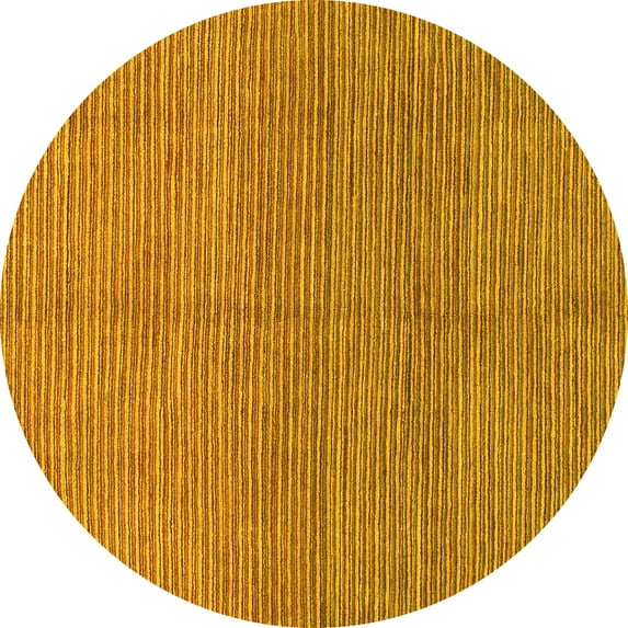 Ahgly Company Machine Washable Indoor Round Abstract Yellow Modern Area Rugs, 3' Round