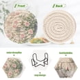 thumbnail image 4 of Haosy Set of 6 Drink Woven Coaster with Holder Heat Resistant Non-Slip Bar Coasters 4 Inches Pink Roses Climbing on Wall, 4 of 7