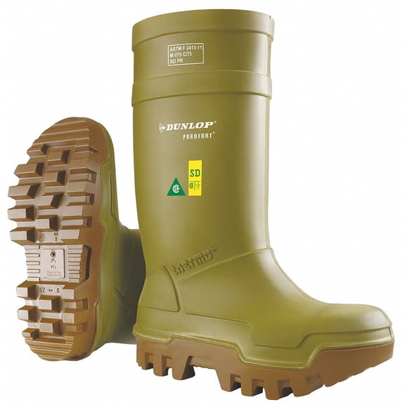 Dunlop Rubber Boot,Men's,6,Knee,Green,PR E662843