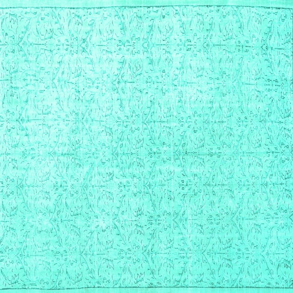 Ahgly Company Machine Washable Indoor Square Persian Turquoise Blue Traditional Area Rugs, 3' Square