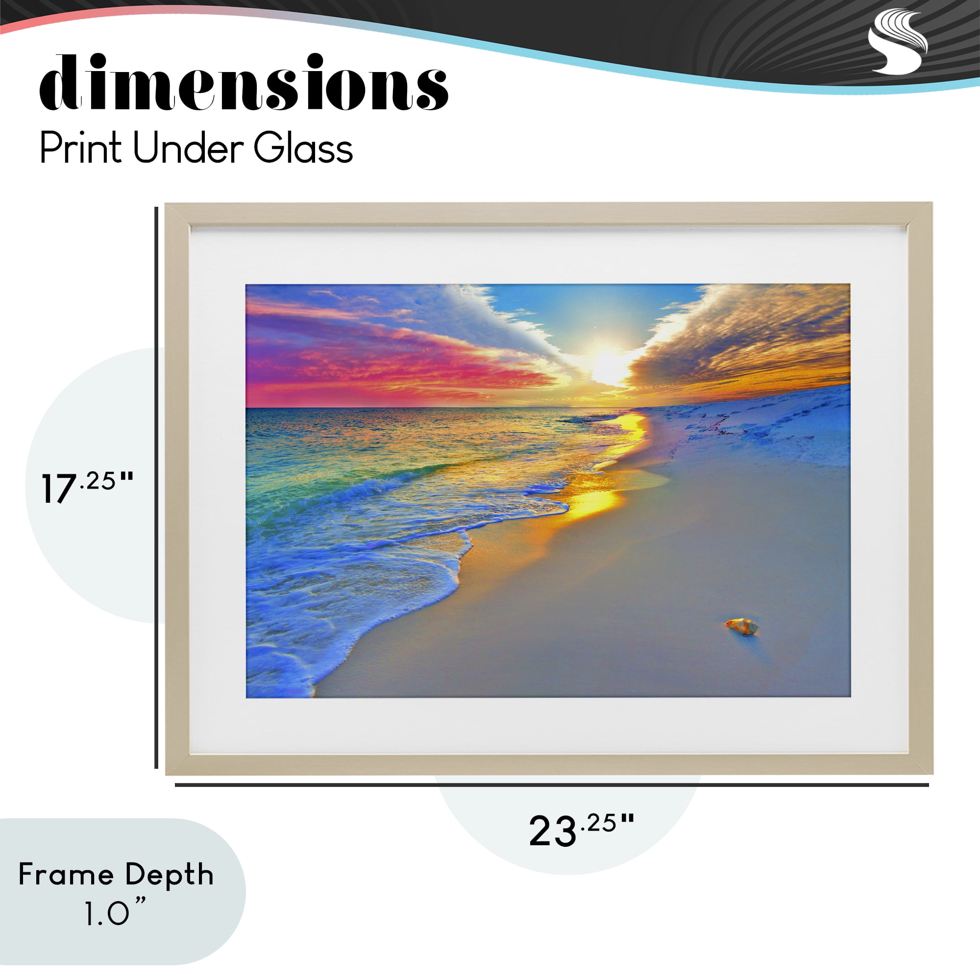Stupell Industries Prismatic Rainbow Sunset Beach Birch Framed Print Under Glass, design by Eszra Tanner