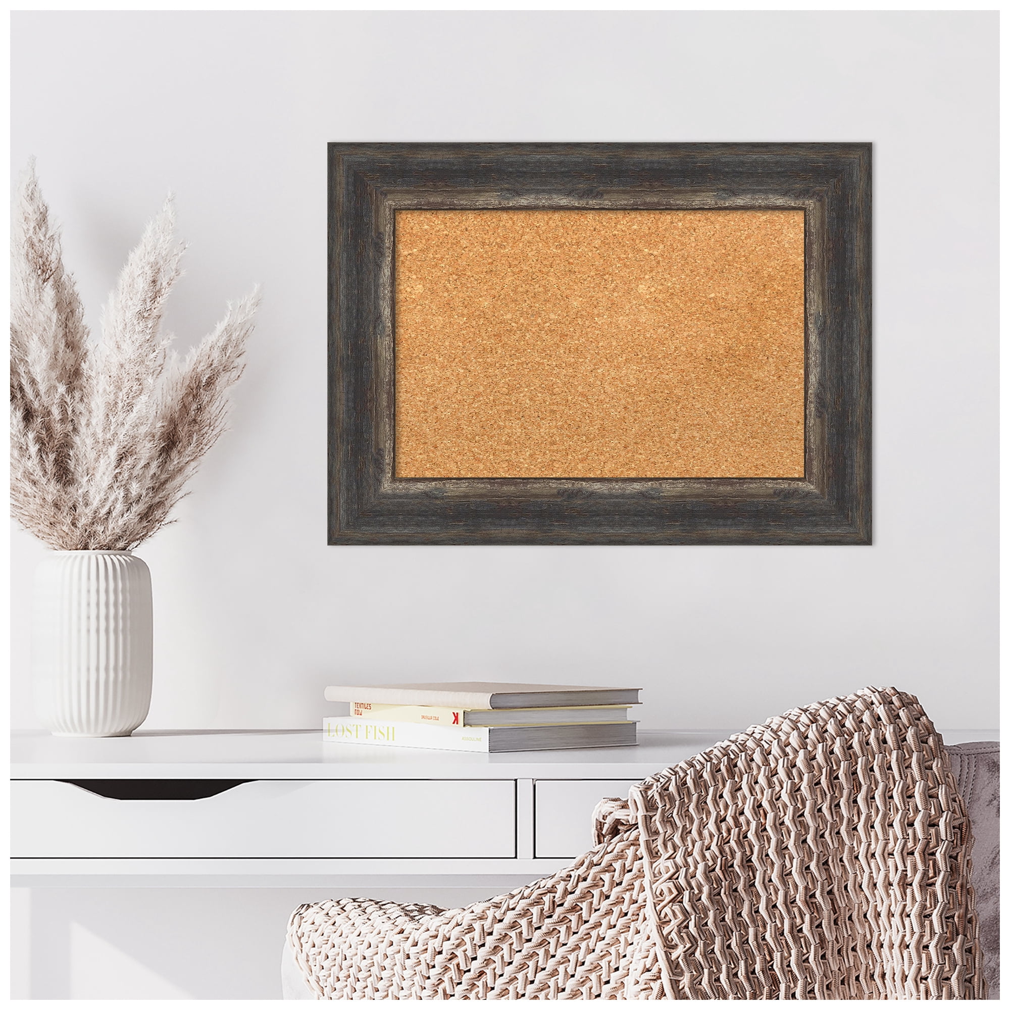 Amanti Art Natural Cork Board Framed Bark Rustic Char Bulletin Board 23 in. x 17 in.