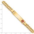 thumbnail image 3 of Real 14kt Yellow Gold Medical Red Enamel Curb ID Chain Bracelet; 8 inch; Lobster Clasp; for Adults and Teens; for Women and Men, 3 of 3