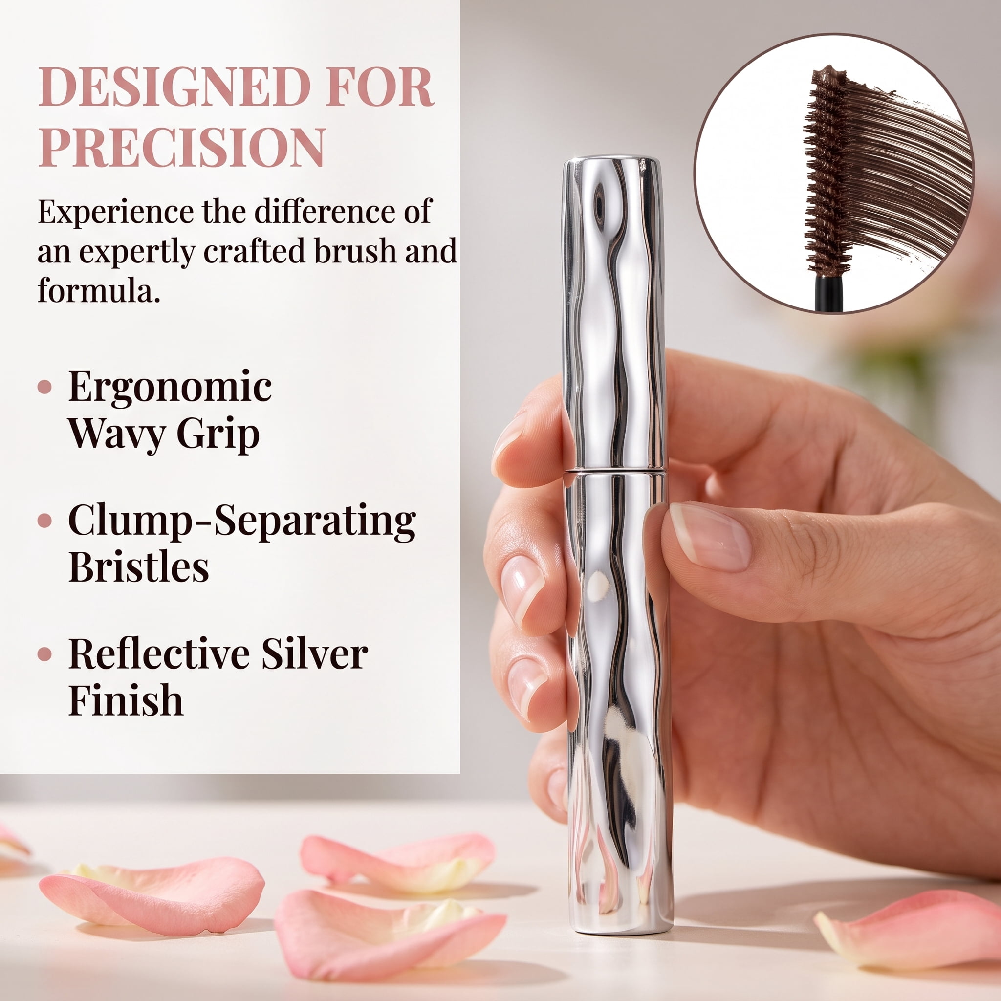 Zonoroy Volumizing Waterproof Mascara – Curling Silver Stick, Lengthening Fiber Formula, Smudge-Proof & Sweat-Proof for All-Day Wear(black 1PC)