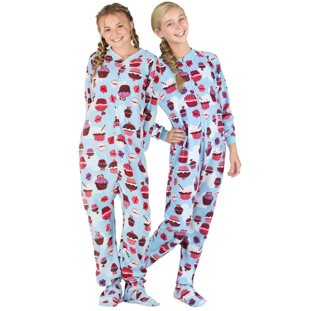 Footed Pajamas Footed Pajamas Blue Cupcakes Kids Fleece Onesie