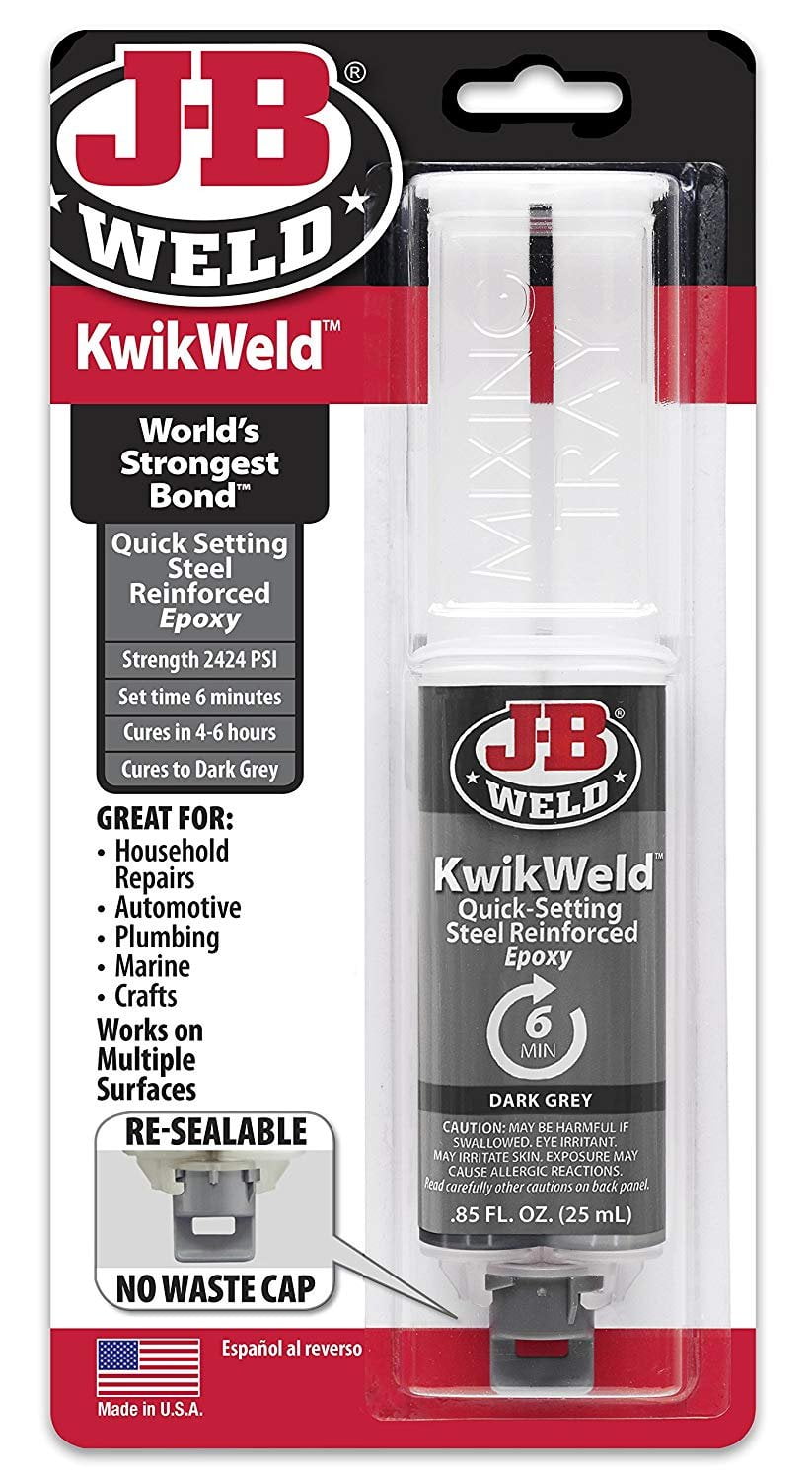 J-B Weld 50176 KwikWeld Steel Reinforced Epoxy Syringe - Dark Grey - 25 ml