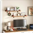 thumbnail image 2 of Floating Wall Shelves Set of 2 Rustic Brown + Black 23.6 Inches Storage for Living Room Bedroom Bathroom, 2 of 9