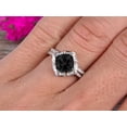 thumbnail image 5 of 2Pcs Wedding Ring Set Cushion Cut 2.55 Carat Black Diamond Moissanite Engagement Ring On 10k White gold Matching Band Vintage Look Halo Design, 5 of 5