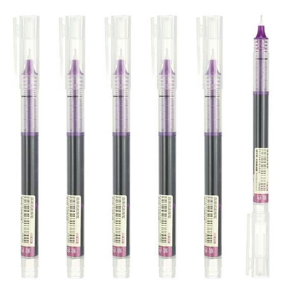 Uxcell 6Pcs Colored Gel Ink Pens, 0.5mm Extra Fine Point Smooth Writing Quick Drying Liquid Ink Rollerball Pens, Purple