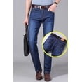 thumbnail image 1 of KUBRO, pantalones vaqueros finos de verano para hombre, pantalones vaqueros rectos azules, pantalones vaqueros holgados informales para trabajo, pantalones vaqueros de pierna ancha de alta elasticida, 1 of 5