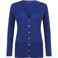 thumbnail image 1 of Henbury - Cárdigan de punto abotonada con cuello en V para mujer (Azul), 1 of 3