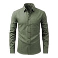 thumbnail image 2 of Men's Long Sleeve Button Down Shirts Lightweight Business Casual Tops Dressy Solid Work Tshirts with Pocket Army Green L, 2 of 6