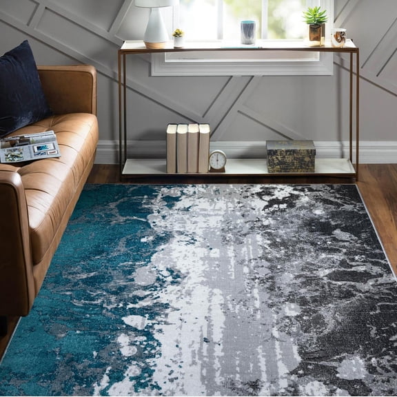 Rugs.Com Valencia Collection Area Rug – 4' x 6' Grey Low Rug Perfect For Entryways, Kitchens, Breakfast Nooks, Accent Pieces