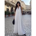 thumbnail image 2 of White Womens Backless Maxi Dress, Sleeveless Loose Flowy Summer Dress With Deep V-Neck, 2 of 4