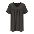thumbnail image 7 of ABATAB Womens Tops V Neck Short Sleeve Pleated T Shirts Fashion Summer Solid Color Tees Casual Tunic Blouse, 7 of 7