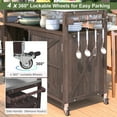 thumbnail image 6 of 53.3" Outdoor Kitchen Island with Raised Shelf, Solid Wood Storage BarCart with Stainless Steel Top, Outdoor Rolling Grill Cart with Spice Rack, Brown, 6 of 10