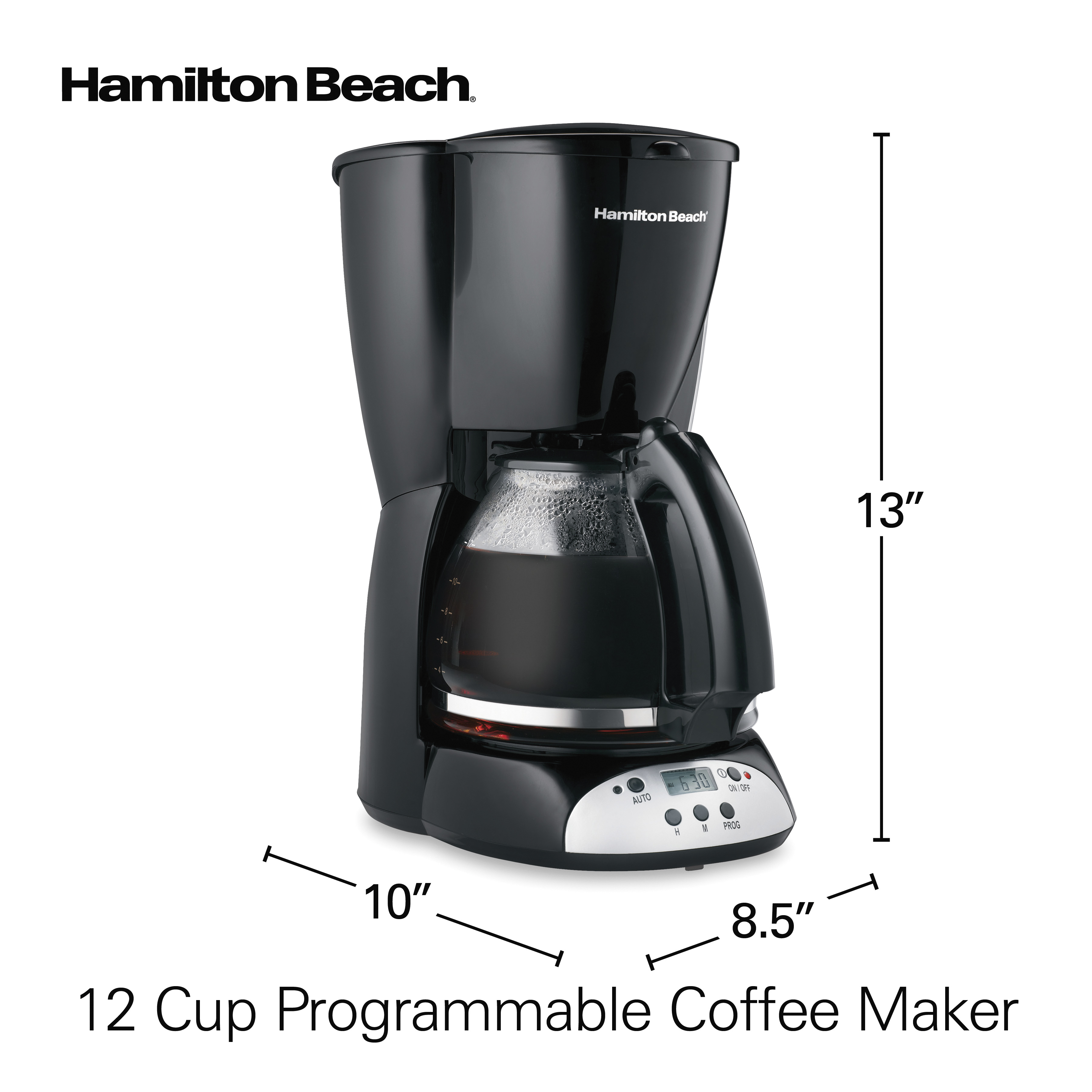 Hamilton Beach 12 Cup Programmable Coffee Maker, Glass Carafe, Black and Silver, 49465R - image 8 of 8