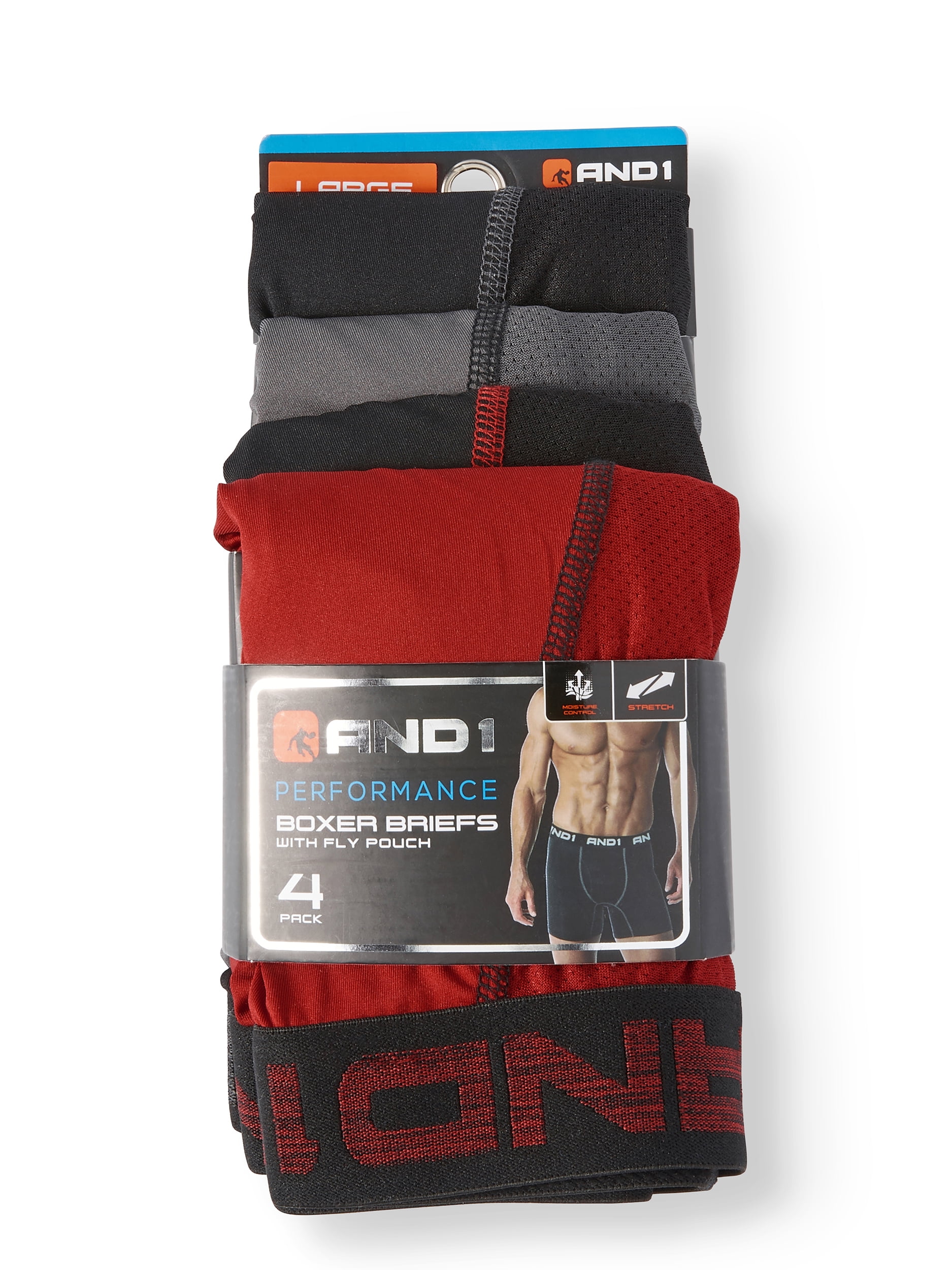 Men's Performance Boxer Briefs with Mesh Fly Pouch, 4-Pack