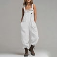 thumbnail image 5 of Jewelreauty Women's Overalls Jumpsuits with Pockets Sleeveless Cargo Bibs Linen Loose Summer Casual Long Rompers (L, White), 5 of 7