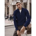 thumbnail image 5 of Coshow Men's Quarter Zip Up Pullover Slim Fit Mock Neck Long Sleeve Sweaters Casual Polo Sweatshirt, 5 of 7