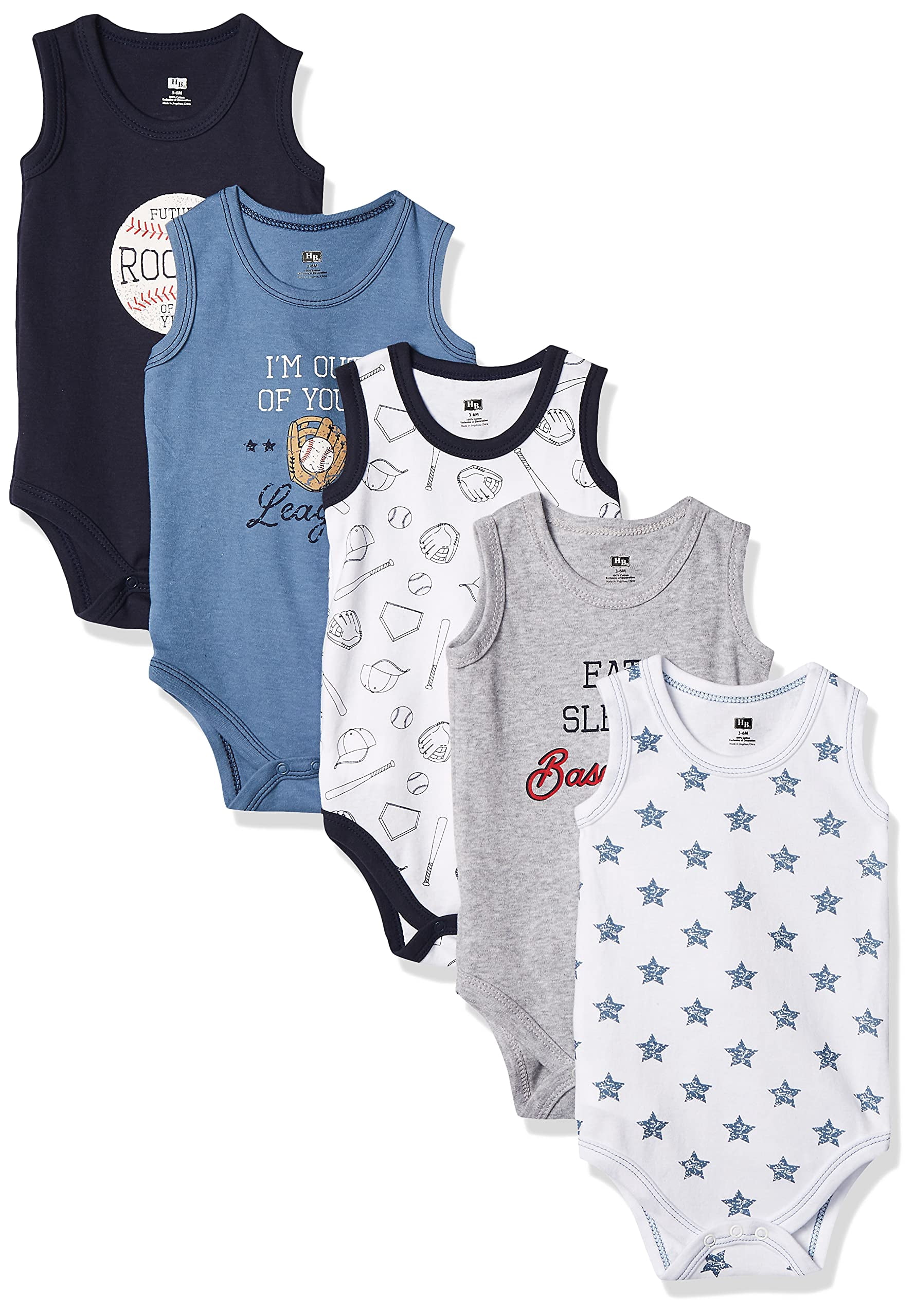Hudson Baby Sleeveless Bodysuits, 5-Pack, Preemie-24 Months