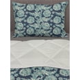 thumbnail image 3 of Ethnic Comforter & Sham Bedding Set, Blossoming Flowers Arrangement Inspirations from Oriental Folklore, 3 pcs Duvet Set Microfiber Filling Quilt, 5 Sizes, Pale Blue Dark Teal, by Ambesonne, 3 of 4