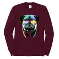 thumbnail image 2 of Wild Bobby, Colorful Pug DJ, Pop Culture, Men Long Sleeve Shirt, Maroon, Medium, 2 of 4