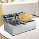 thumbnail image 3 of Freidora eléctrica comercial de 6/10/12 litros de doble tanque con cesta y tapa, freidora de acero inoxidable de sobremesa para papas fritas y aros de cebolla, 3 of 6