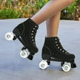 thumbnail image 6 of EONROACOO Roller Skates, Leather Roller Skates for Adult, Light up Wheels Double Row Quad Skates(Black,Women 4/Men 3), 6 of 11